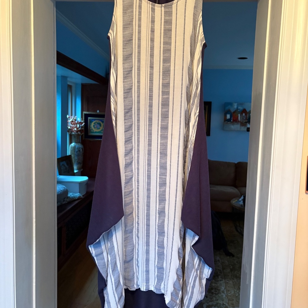 Gershon B Ram Blue and White Striped Dress